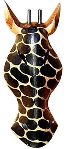 Wogeka - Masque mural girafe foncé de 30 cm - Fait à la main en bois comme idée de cadeau pour un anniversaire de naissance, Noël pour l'Afrique - Masque décoratif 50