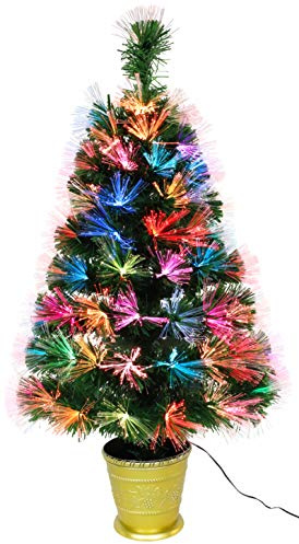 Christmas Concepts® 3ft (36 Inch/90cm) Green Prelit Fibre Optic Tree - Christmas Trees (Colour Changing LEDs)