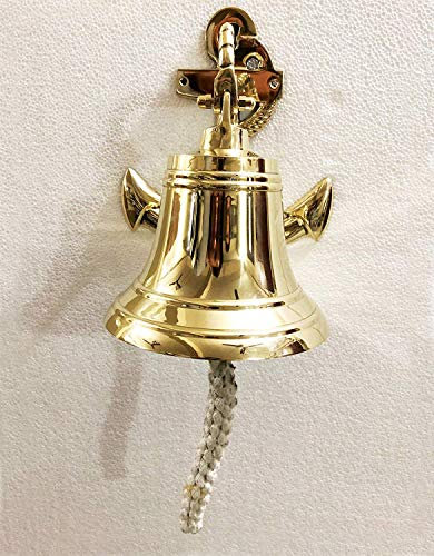 ANTIQUE In Ottone massiccio Ancoraggio Nave Campana Anello Casa Cucina Esterna Porta Interna Campanello Da