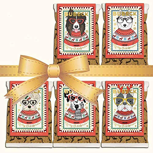 Bubeck | Weihnachtskekse 5 x 210g | getreidefreier Hundesnack mit Truthahn & Kartoffel