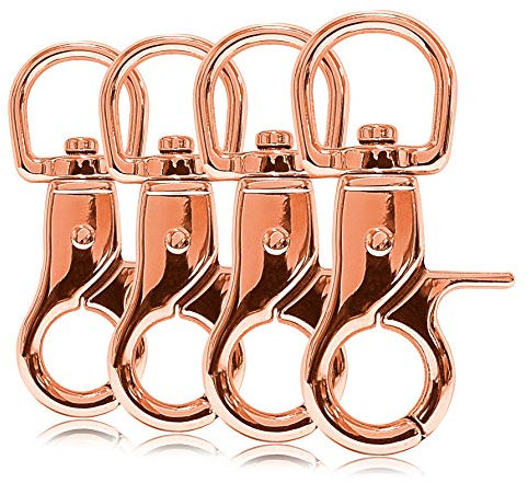 Ganzoo Ganchos de mosquetón con articulación giratoria para Correa de Perro, Juego de 4 Unidades, Acero aleado de 60 mm de Longitud, también para Paracord 550 / Llavero, Color: Oro Rosa