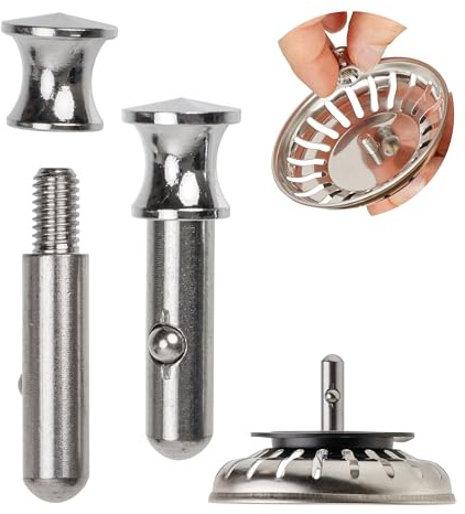 Espiga de Recambio para cesto colador, 1 Pieza, Espiga de 25 mm de Longitud con Bola, sobresale 20 mm en el desagüe, Ø 7,8 mm, de Acero Inoxidable, grifería de desagüe Pin Pin