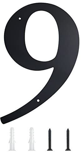 28 cm XXL Hausnummern, Moderne Extra Große Hausnummer, moderne Adressnummern in elegantem Schwarz, massives Metall für Hausschild, Türschild, Haus, Tor, Gebäude, Geschäft, Briefkasten (9)