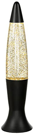 Easylight Lavalampe Glitter Schwarz matt Gold 40 cm G9 Retro Design Tischleuchte Stimmungslicht ROXY
