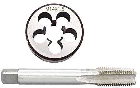 M14 x 1,5 mm Gewindeschneider-Set, M14 x 1,5 mm, HSS, metrisches Rechtsgewindebohrer und M14 x 1,5 mm rundes Schneideisen-Set