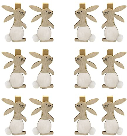 Ostern Holzklammern, Osterhase Deko Holz, Osterdekoration, Deko Klammern Mini Vintage Holzklammern Klein Mit Figuren Zum Geschenktüten Geschenkanhänger Osternest Korb Mitgebsel Stempel Fotos Karte