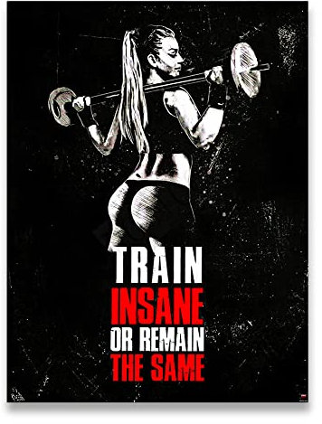REYTOL Sexy Frau Langhantel Training Wand Bilder Fitnessstudio Bodybuilding Inspirierende Zitate Plakate Langhantel Gewichtheber Fitness Übung Wandbilder Geschenk （Kein Rahmen）