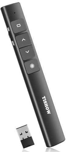 TISHOW Puntero Laser Presentaciones, Control de Volumen de Hipervínculos Presentador Inalambrico Mando Puntero Powerpoint con rango de control de 300 pies para PowerPoint, Windows, Keynote, Laptop