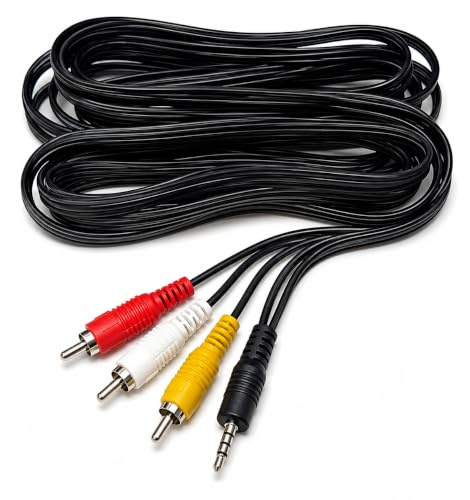 DRUT 5 m 3,5 mm Prise Jack 4 pôles vers 3 x RCA Phono Composite Audio vidéo AV AUX câble de Plomb 16,5 Pieds