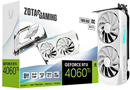ZOTAC Gaming GeForce RTX 4060 Ti 8GB Twin Edge OC White Edition DLSS 3 8GB GDDR6 128-bit 18 Gbps PCIE 4.0 Compact Graphics Card, IceStorm 2.0 Advanced Cooling, Spectra RGB Lighting, ZT-D40610Q-10M