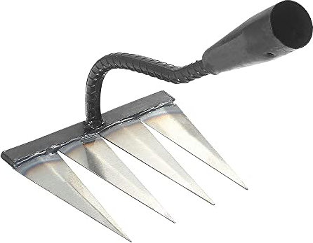 4/5/6/7 Teeth Manganese Steel Weeding Hoe Rake Farm Tool Weeding Scarifier Artifact Agricultural Garden Tool Hoe Farm Growing (4 Teeth)