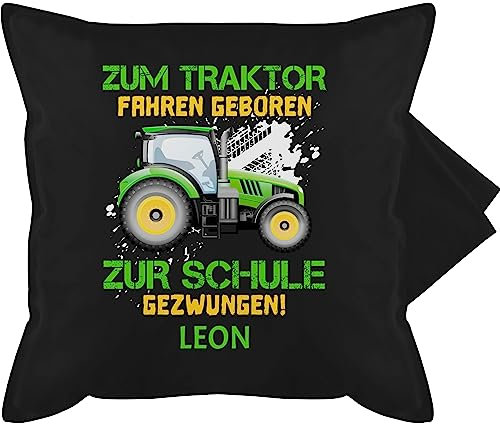 Kissenbezug - Zum Traktor fahren geboren zur Schule gezwungen - 50 x 50 cm - Schwarz - kissen dorfkind tractor pillow trecker gezwungen￼ kissenhülle trecker￼ traktorkissen bulldog polster