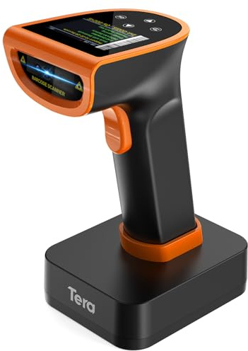 Tera 1D 2D QR Streckkodsskanner med digital inställningsskärm och knappsats snabbskanning fungerar med Bluetooth 2.4G trådlös och USB-kabelanslutning tyska instruktioner HW00015