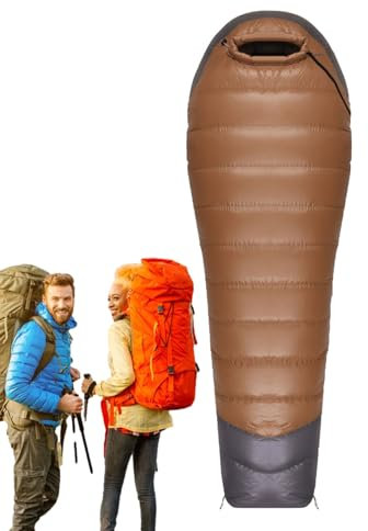 Dun sovsäck, vintersovsäckar för vuxna, ultralätt sovsäck, dunsovsäck för resor, kompakt mamma sovsäck vuxen, backpacking sovsäck för vandring camping