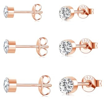 HUABOLA CALYN Silber Ohrstecker für Frauen, 925 Sterling Silber Ohrstecker Set, Hypoallergen Kleine Schlafknorpel Studs, AAAAA Clean Cubic Zirkonia Ohrstecker