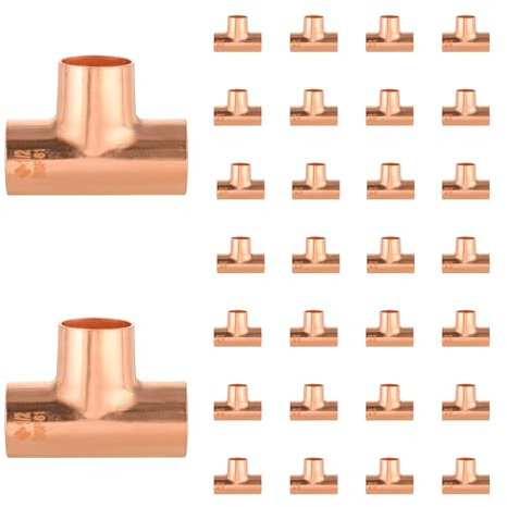 HeSun 30-Pack Copper Fittings, 1/2X1/2X1/2 Copper Tee, C x C x C with Sweat Solder Connection