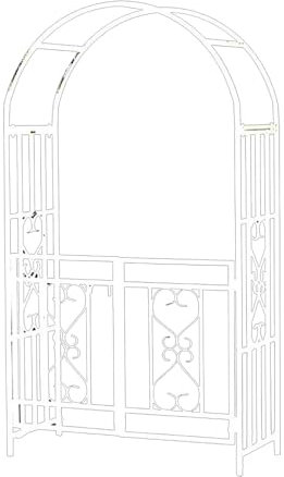 Yidelchon Cenador De Jardín De Metal con Puerta, Enrejado De Arco para Plantas Trepadoras Y Flores, Estante De Soporte De Pérgola para Jardín, Patio, Césped(White)