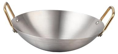 Sharplace Sartén Wok de Acero Inoxidable, Estufa Multifuncional, Olla de Secado para Restaurante, Sartén para Estofar Verduras Y Carne, 22cm
