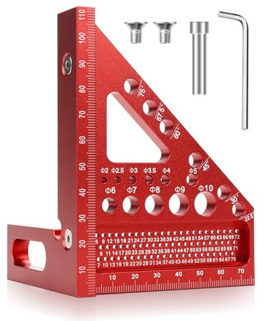Angolo di inclinazione 3D, angolo di carpentiere preciso, strumenti di misurazione per la lavorazione del legno, angolo di combinazione 22,5-90° in lega di alluminio per un taglio preciso, per