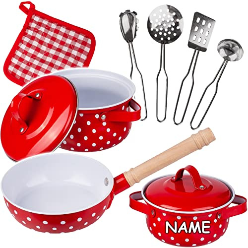alles-meine.de GmbH Puppenküche - Geschirr & Zubehör Verschiedene Modelle wählbar 10 TLG. Set Kinder - Kochset & Topfset - Puppengeschirr/Kochtopfset - Antihaft - inkl. N..