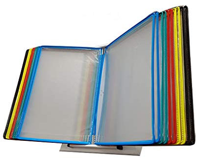STSTS An der Wand montierter Aktenordner, hängender Wandakten-Organizer, klappbarer Aktenhalter, Desktop- oder wandmontierter Präsentationsständer mit Verstellbarer Neigung (PVC + Metall), 32 x 23 cm