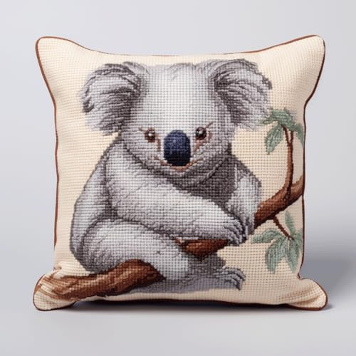 Taxpy Knüpfteppich Zum Selber knüpfen, Tier Koala Knüpfsets 43x43cm Latch Hook Kit Selbst Knüpfen Set für Erwachsene