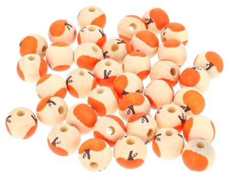 DIYEAH Orange Kürbis Gedruckt Holz Perle 100 Stücke Lose Perlen Für Halloween En Handwerk