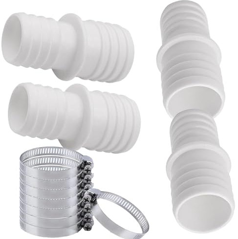 4PCS Raccordo Tubo Piscina 32mm a 38mm + 8 PCS Fascette Stringitubo, Connettori Tubi Piscina, Adattatori Tubi per Piscina, Doppio Raccordi Tubo, Connettore per Tubo Flessibile per Piscina da 32mm