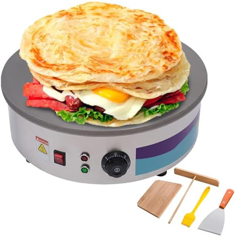 Kommersiell Crepe Maker, 2200W Elektrisk Crepe-maskin Justerbar temperaturkontroll, Förtjockad Gjutjärn Matlagning Pannkakor Maker Grill (Round 50cm/19.6in)