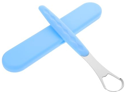 FOMIYES Strumento per Pulizia della Lingua in Acciaio Inox Raschietto per Rimozione Patina Linguale Puliscilingua Portatile per Igiene Orale