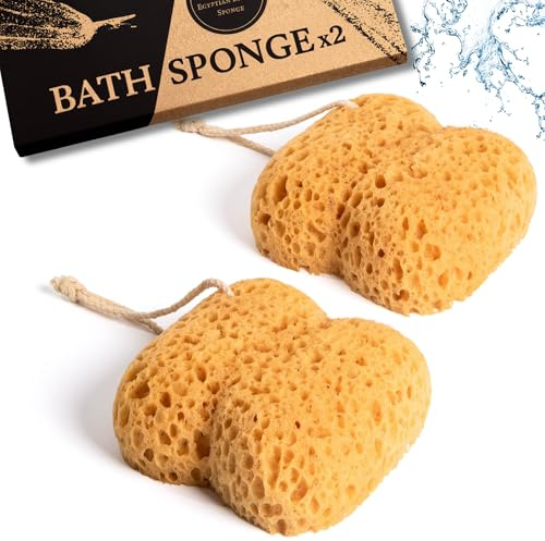 Bath Sponge (2 Pack) – Extra Large Exfoliating Shower Sponge for Adults & Kids, Luxury Loofah Sponge, Body Scrubber for Natural Smooth Skin