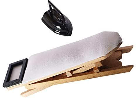 BESPORTBLE Miniatura de Plancha y Tabla de Planchar Juego Negro para Casa de Muñecas Decoración Creativa y Juguete Infantil
