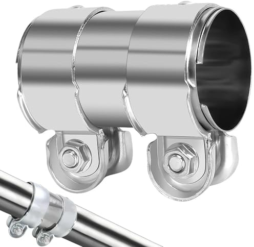 Collier de Serrage Collier D'échappement, 45 X 125mm Collier de Serrage Double pour Tuyau D'échappement en Acier Inoxydable, pour la Réparation Automobile