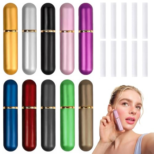 10Pcs Riechstifte für Ätherische Öle Riechstift Inhalierstift Riechstäbchen | Mit 10 Stab Kompaktes Design für Die Nasenhöhle, Wiederverwendbar