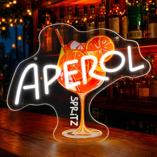 Mineup Aperol Spritz Neon Schild, Cocktail LED Schild Wand Deko, Aperol Spritz Neonschilder für die Wanddekoration, Bar Led Neon Wandleuchte für Pub Club Cocktail Party Man Cave Küche Geschenk