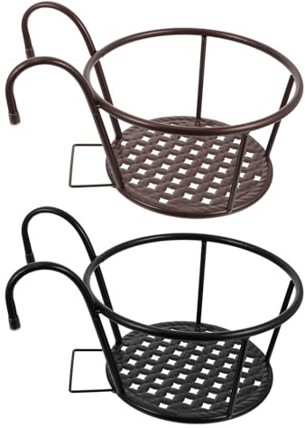 MAGICLULU Supporti per Vasi da Balcone 2 Pezzi, Portavasi Sospesi Ringhiera in Metallo Nero e Bronzo, Portafiori da Giardino Versatile per Balconi, Recinzioni e Pareti Esterne