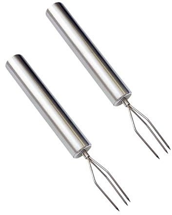 2 Pcs Peeled Potato Forks Stainless Steel Reusable with Protective Lids Ergonomic Handle Corn Fork Vegetable Potato Peeling Tool BBQ Potato Dishwasher Safe