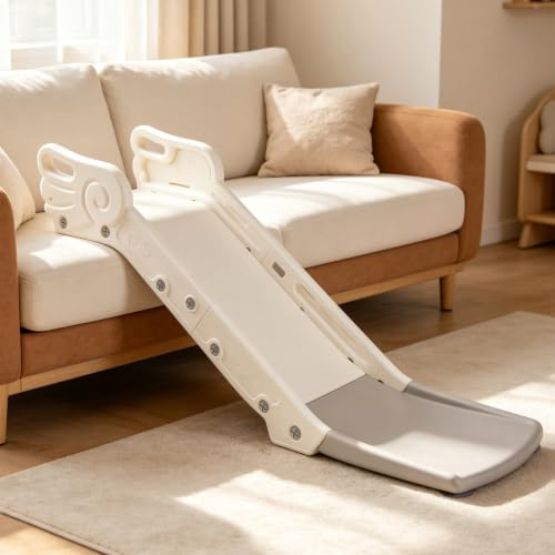 Tobogán infantil para sofá y cama, tobogán interior para niños y niñas a partir de 2 años (blanco crema)