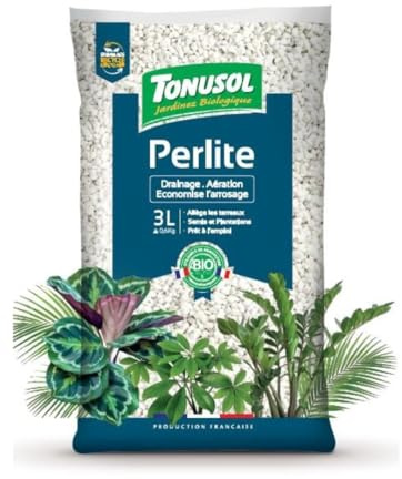 Perlite pour Plante 3L TONUSOL – Minéral Naturel, Drainage et Aération des Substrats, Régule l'eau L'air et Les Apportes Nutritifs, Allège Terreaux, Fabriqué en France