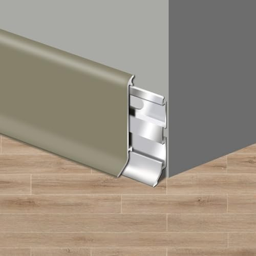 Coayuou Profilé De Plinthe en Aluminium Anodisé Lot De 2 X 125 Cm, Baguette De Finition De Sol Durable, Protection Murale Décorative, pour Sols Stratifiés Et Intérieurs(Champagne,4cm)