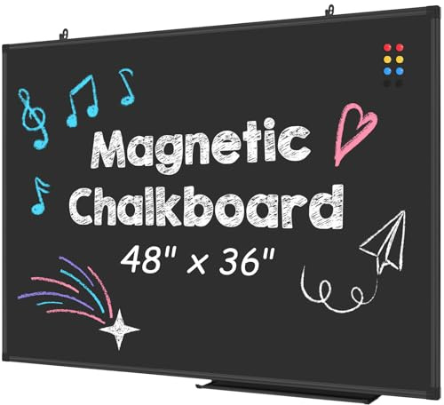 Lockways Magnetic Chalkboard 48 x 36 Inches, Aluminum Frame Large Blackboard, Hanging Chalk Board Wall Decor for Restaurant Menu, School, Office and Home