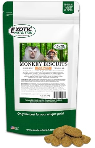 Monkey Biscuits (Orange, 14 oz.) - Healthy & Crunchy Biscuit Treat for Prairie Dogs, Parrots, Squirrels, Sugar Gliders, Hamsters, Rats, Rodents, Amazons, Macaws, Cockatoos, Birds & Other Small Pets