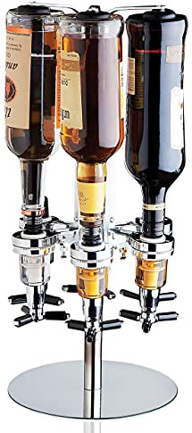 Godinger 6 Bottle Liquor Dispenser, Revolving Whiskey Bottle Dispenser Holder