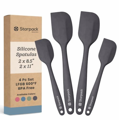 StarPack 'Scrape & Stir' Silicone Spatula Set (4 Pcs) - Heat Resistant Spatula Set 600°F - Food Grade Kitchen Spatulas - Nonstick Silicone Baking & Cooking Spatula - Rubber Spatulas for Kitchen Use