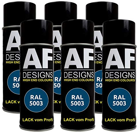 Alex Flittner Designs Spraydose RAL5003 SAPHIRBLAU seidenmatt, seidenmatt | 6er Pack RAL Spraydosen a 400 ml pro Dose