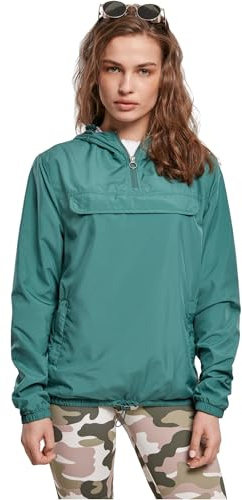 URBAN CLASSICS Veste Coupe-Vent de Mi-Saison pour Femme, Poche Kangourou, Poignets Élastiques, Capuche et Taille à Cordons, Col Zippé, 100% Polyester, paleleaf, Taille M