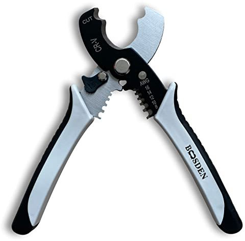 BOOSDEN Kabelschneider mit Entmanteler 203mm, Seitenschneider, 2 in 1 Kabelschneidender Abisolierzange, Kabelschere für Elektriker