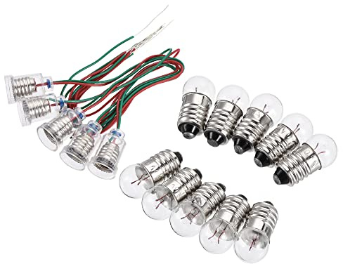 sourcing map E10 Lampe Douille 1.5V Ampoule Support Fil Fil Vis Base avec E10 Ampoule Nickel Plaqué Cuivre 1 Ensemble