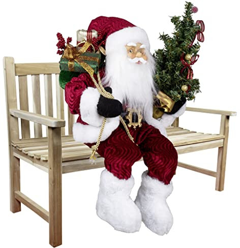 Christmas Paradise Sitzender Weihnachtsmann 45cm Deko-Figur Kantenhocker Santa Nikolaus (Modell Knud)