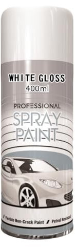 SCHNAZZ - 1 x Auto Extreme White Gloss Aerosol Spray Paint 400ml, Professional Quality, Perfect Finish, Multipurpose Exterior and Interior Spray for Cars, Bikes,Vans, Metal, Wood and more